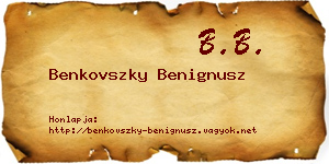 Benkovszky Benignusz névjegykártya